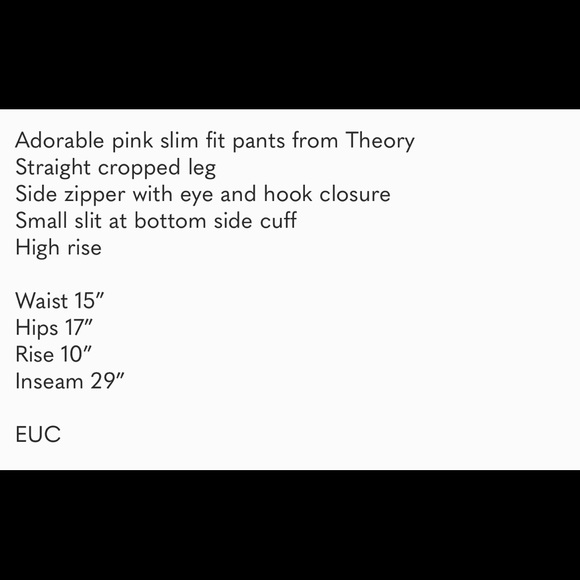 THEORY High Rise Bubble Gum Pink Cotton Slim Fit Pants - Picture 6 of 6